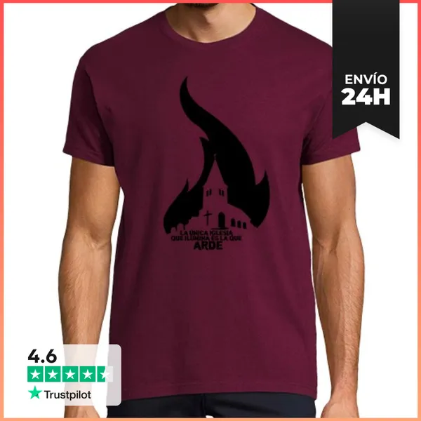Camiseta Hombre Clásica La Única Iglesia Que Ilumina Es La Que