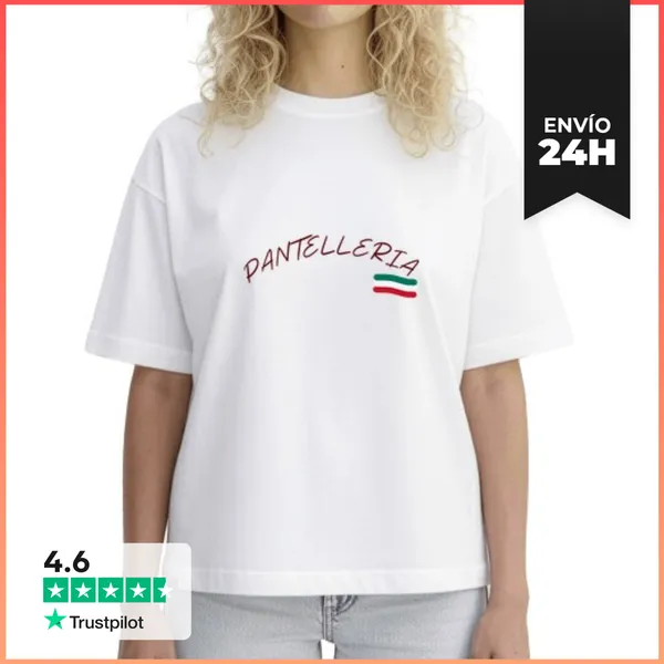 Camiseta Mujer Boxy Pantelleria Texto Bandera Italiana