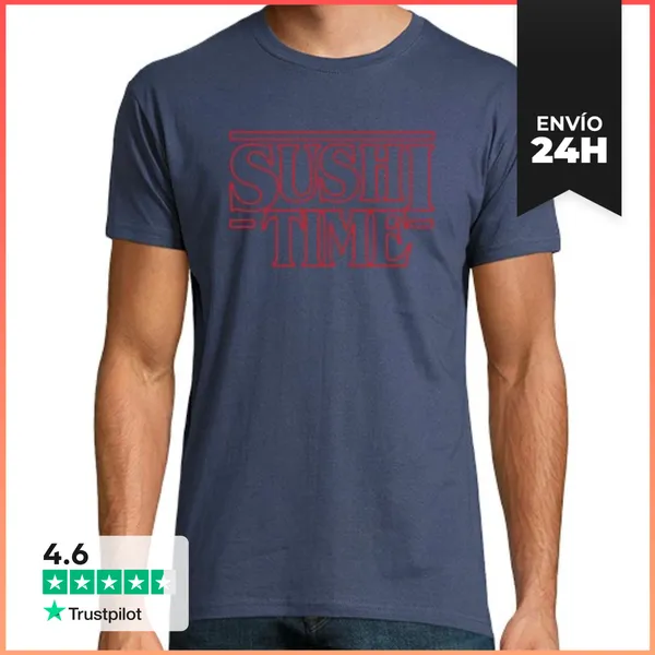 Camiseta Hombre Clásica Sushi Time Hombre Denim LaTostadora