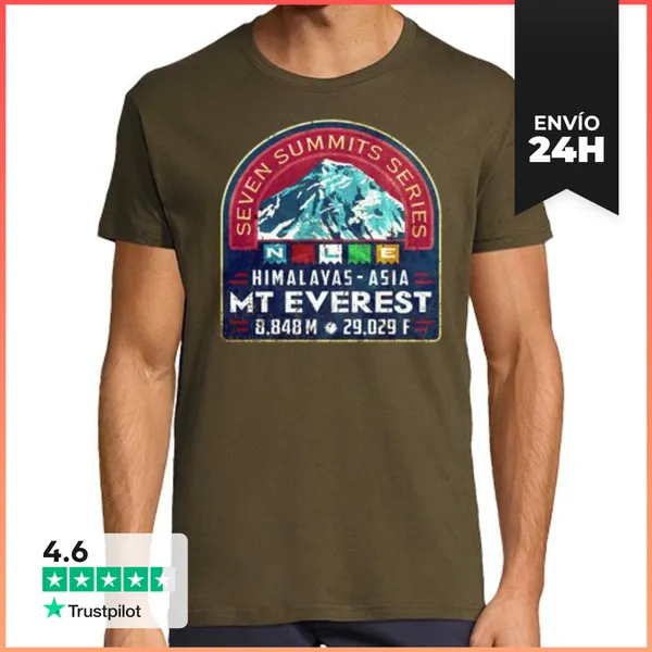 Camiseta Hombre Clásica Vintage Climber Badge MT EVEREST