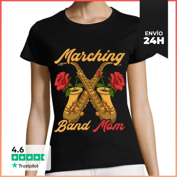 Camiseta Mujer Clásica Madre De Banda De Marcha Saxofonista Jazz