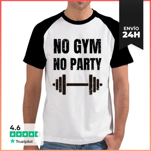 Camiseta Hombre, Estilo Béisbol No Gym No Party LaTostadora