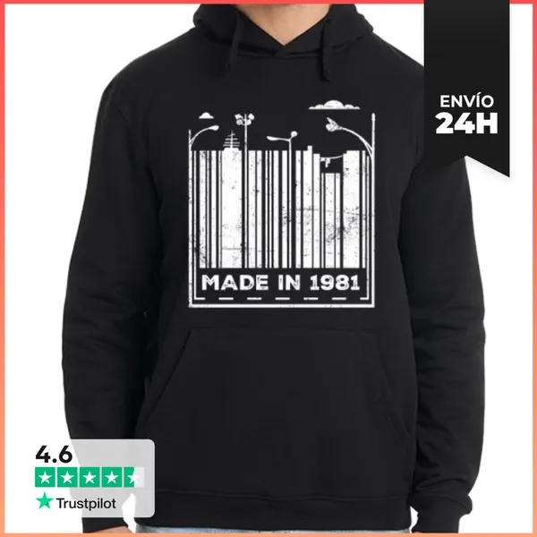 Sudadera Unisex Con Capucha Made In 1981 LaTostadora