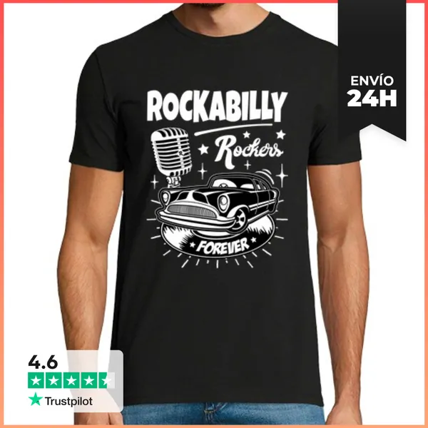 Camiseta Hombre Clásica Camiseta Rockabilly Music Rockers Retro