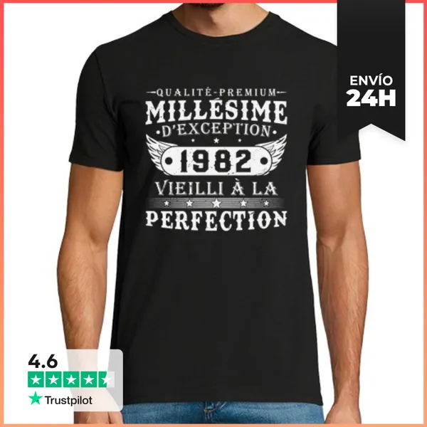 Camiseta Hombre Clásica Regalo De Cumpleaños Vintage 1982