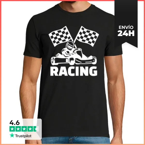 Camiseta Hombre Clásica Carreras De Karts LaTostadora