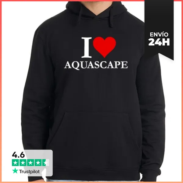 Sudadera Unisex Con Capucha S.H.N I LOVE AQUASCAPE LaTostadora