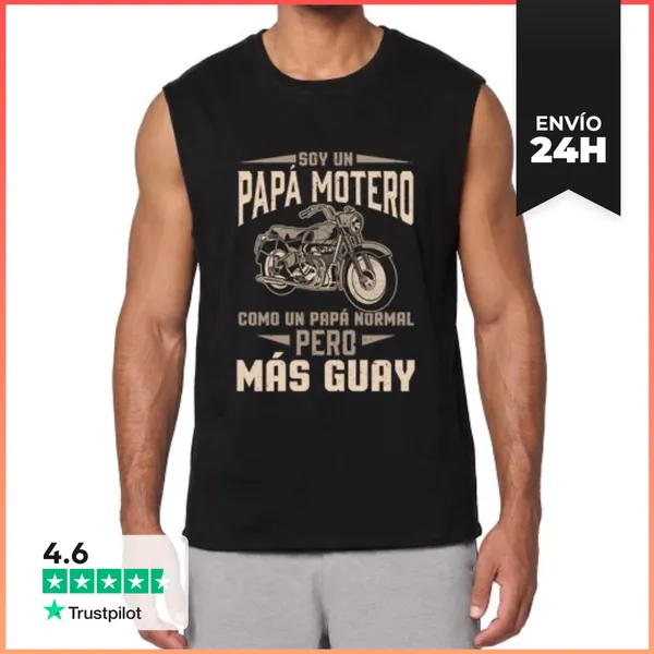 Camiseta Sin Mangas Soy Un Papá Motero Como Un Papá Normal Pero