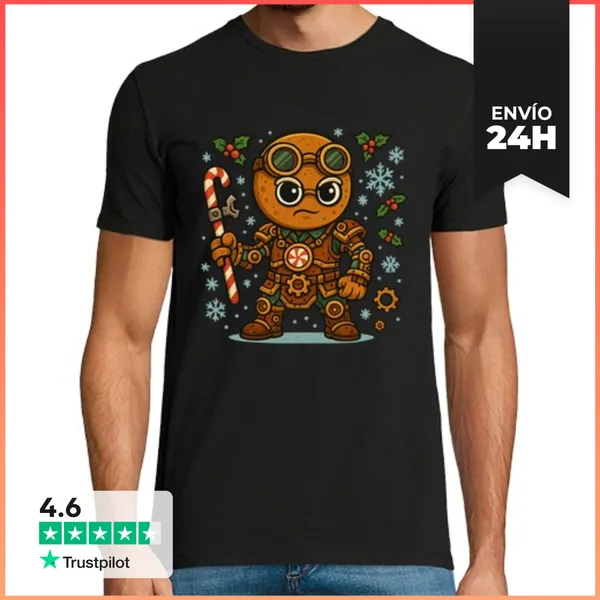 Camiseta Hombre Clásica Navidad Steampunk Steampunk LaTostadora