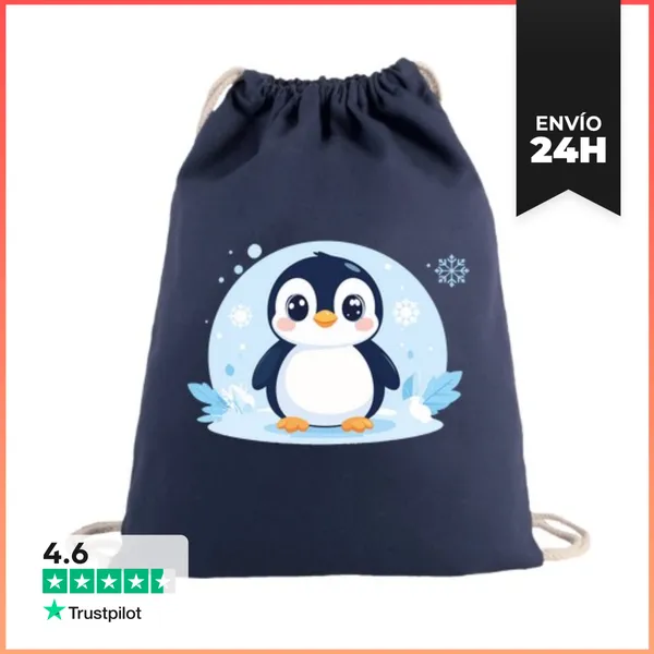 Mochila Saco Con Cuerdas Pingüino Kawaii LaTostadora