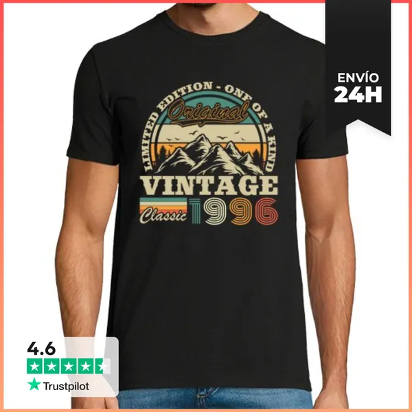 Camiseta Hombre Clásica 30 Años 1996 Vintage Cumpleaños Retro
