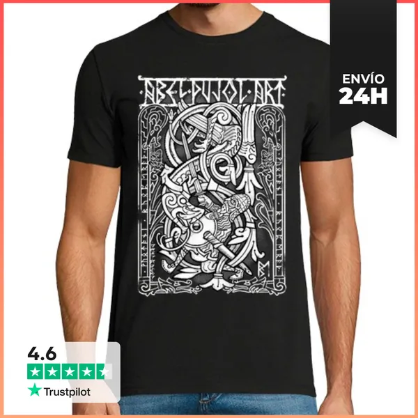 Camiseta Hombre Clásica Sigurd VS Fafnir Gris LaTostadora