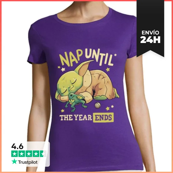Camiseta Mujer Clásica Baby Yoda Mandalorian Lazy Nap LaTostadora