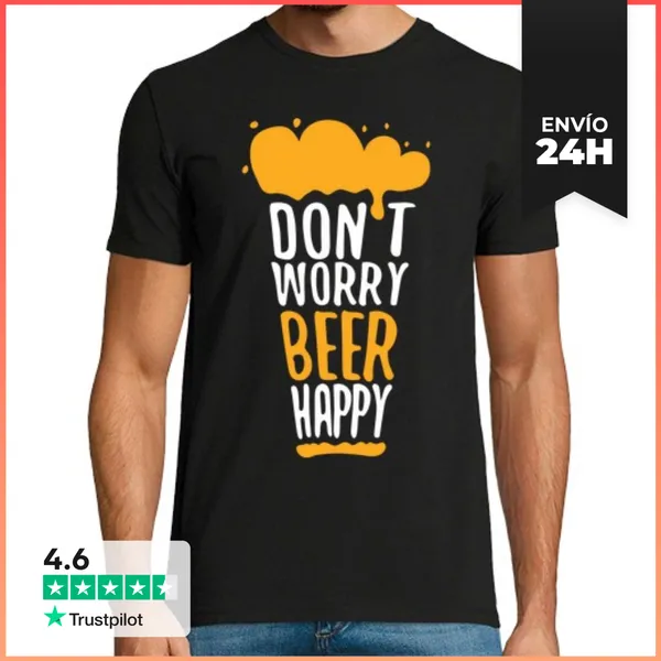 Camiseta Hombre Clásica Dont Worry Beer Happy LaTostadora