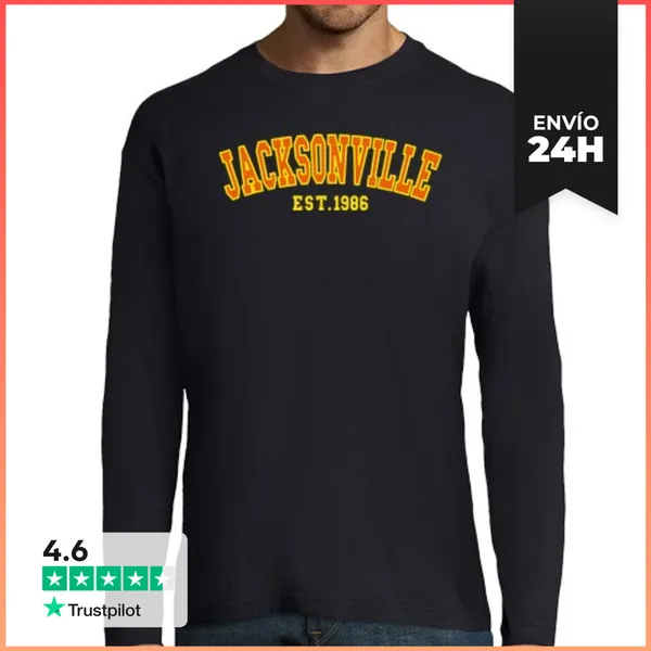 Camiseta Hombre Manga Larga Jacksonville Est 1986 LaTostadora