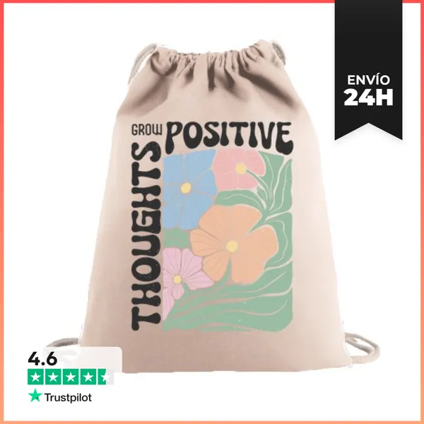 Mochila Saco Con Cuerdas GROW POSITIVE THOUGHTS FLOWERS