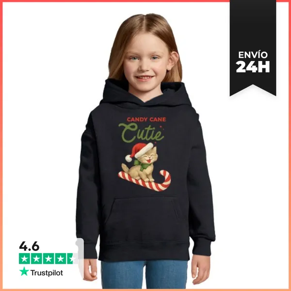 Sudadera Para Niños Con Capucha CANDY CANE CUTIE XMAS CAT
