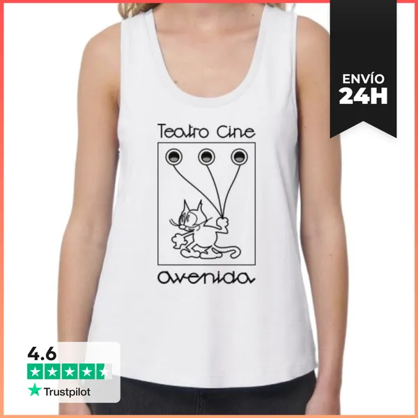 Camiseta Mujer Sin Mangas, Loose Fit Cine Avenida Burgos Oscuro
