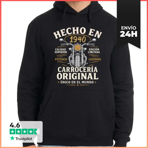 Sudadera Unisex Con Capucha Hecho En 1940 Moto Legendaria Regalo