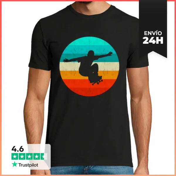 Camiseta Hombre Clásica Skate Skateboard Monopatín Deporte
