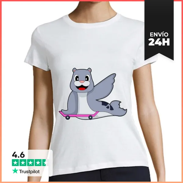 Camiseta Mujer Clásica Patinador De Foca LaTostadora