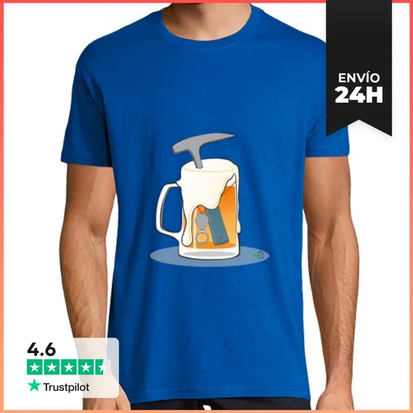 Camiseta Hombre Clásica Hombre, Manga Corta, Azul Royal, Calidad