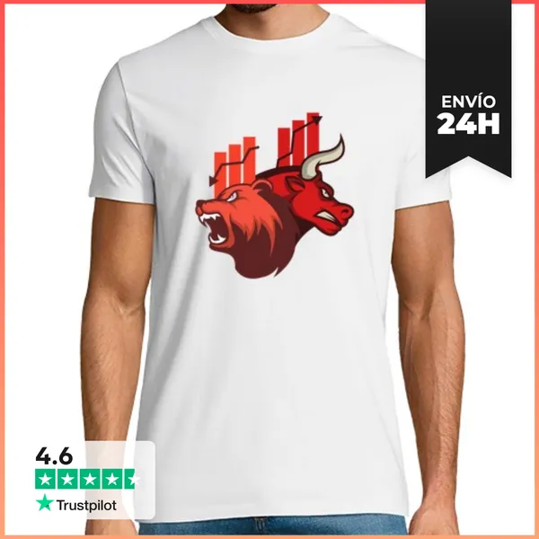 Camiseta Hombre Clásica Alcista Oso Día Comerciante Inversionista