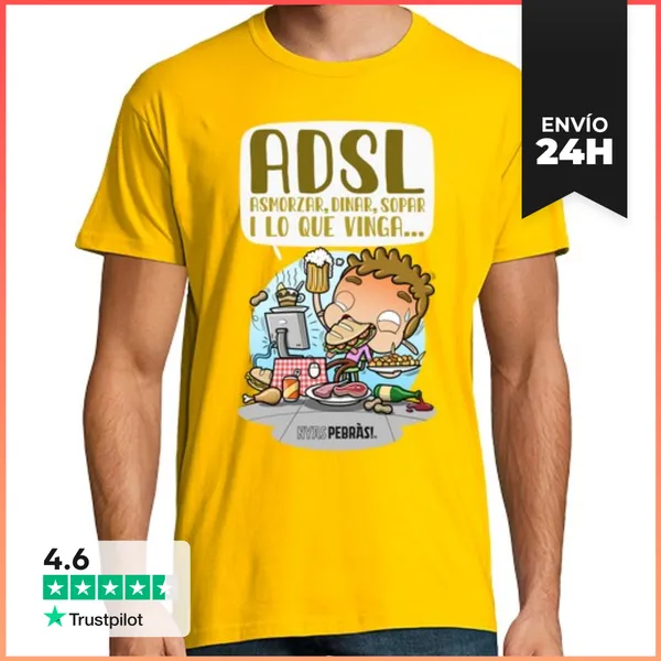 Camiseta Hombre Clásica ADSL Asmorzar, Dinar, Sopar I Lo Que
