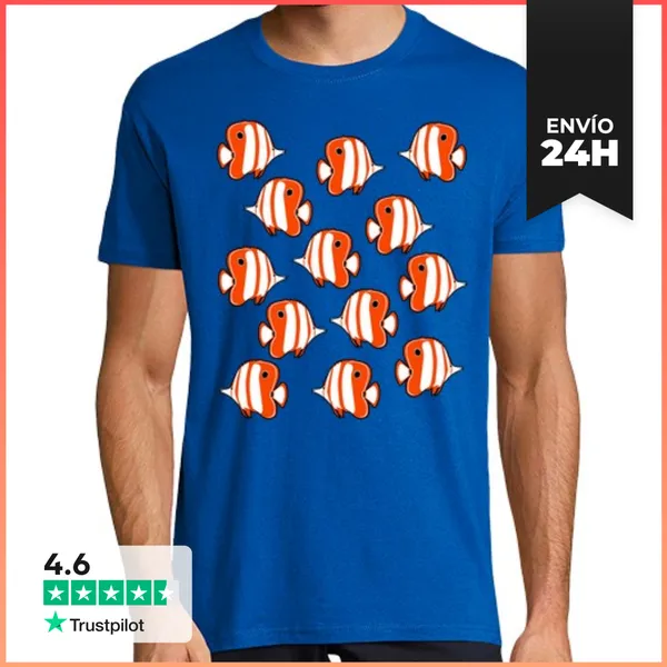 Camiseta Hombre Clásica Peces Tropicales LaTostadora