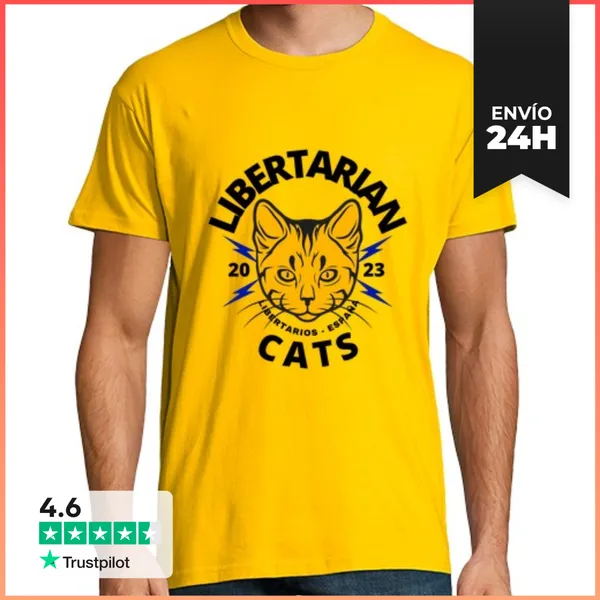 Camiseta Hombre Clásica Libertarian Cats - Amarillo LaTostadora