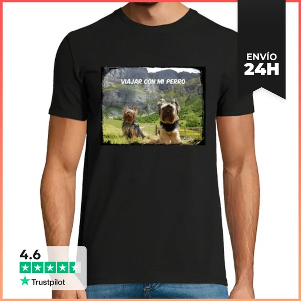 Camiseta Hombre Clásica Hombre, Manga Corta, Negra, Calidad Extra