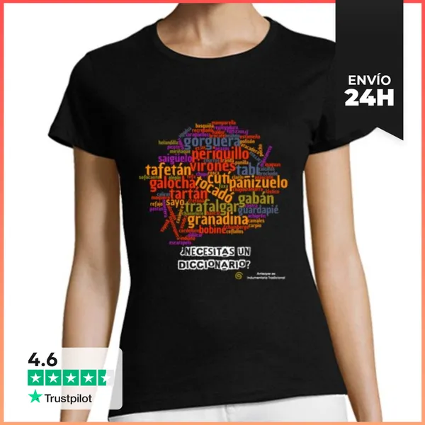 Camiseta Mujer Clásica Mujer, Manga Corta, Negra, Calidad Premium