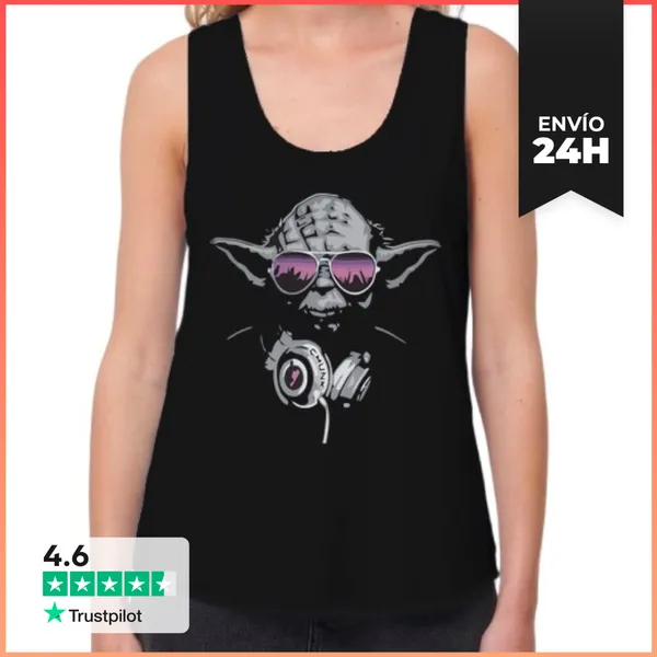 Camiseta Mujer Sin Mangas, Loose Fit Dj Yoda ORIGINA LaTostadora