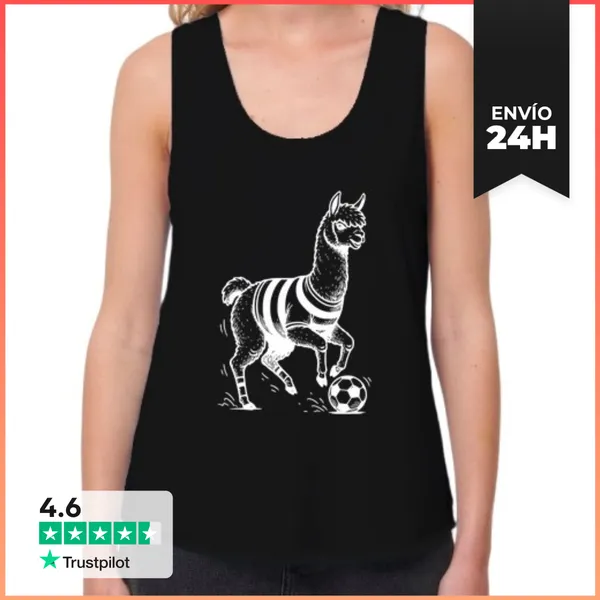 Camiseta Mujer Sin Mangas, Loose Fit Alpaca Deporte Fútbol Animal