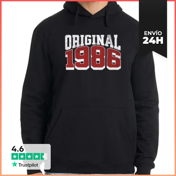Sudadera Unisex Con Capucha 1986 Año De Nacimiento Original