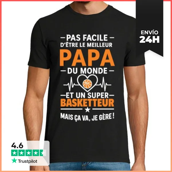 Camiseta Hombre Clásica Papá Baloncestista Baloncesto Cesta