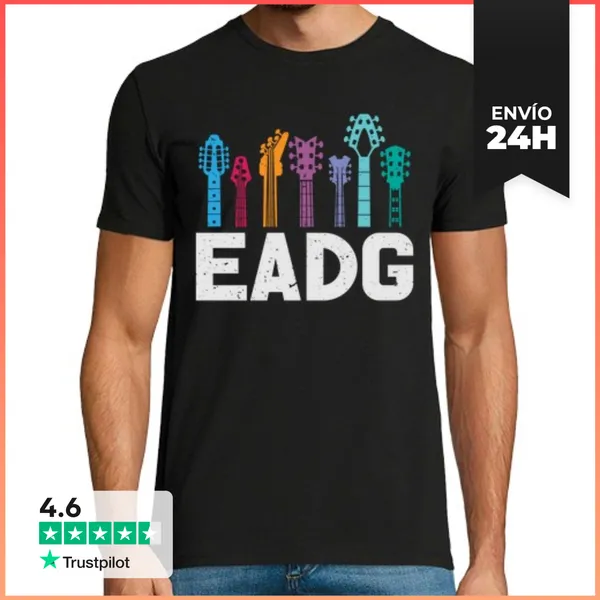 Camiseta Hombre Clásica Eadg Coloridas Guitarras Bajas