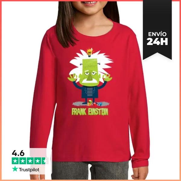 Camiseta Manga Larga Para Niños Frank Einstein LaTostadora