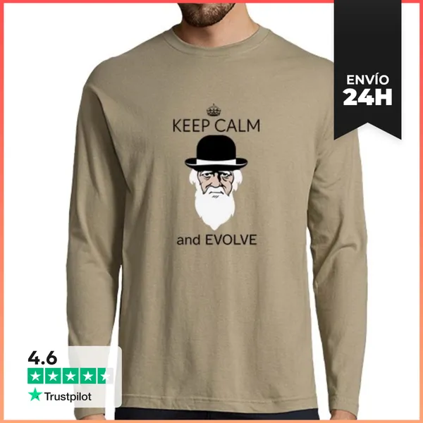 Camiseta Hombre Manga Larga Mantén La Calma Y Evoluciona