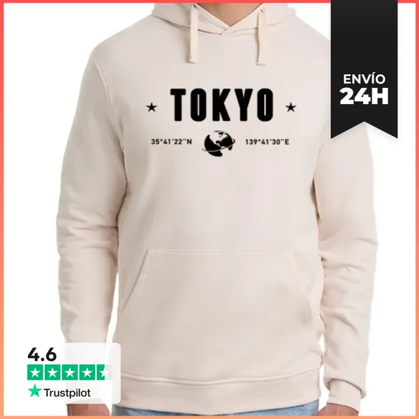 Sudadera Unisex Con Capucha Tokio Coordenadas Gps Estilo Urbano
