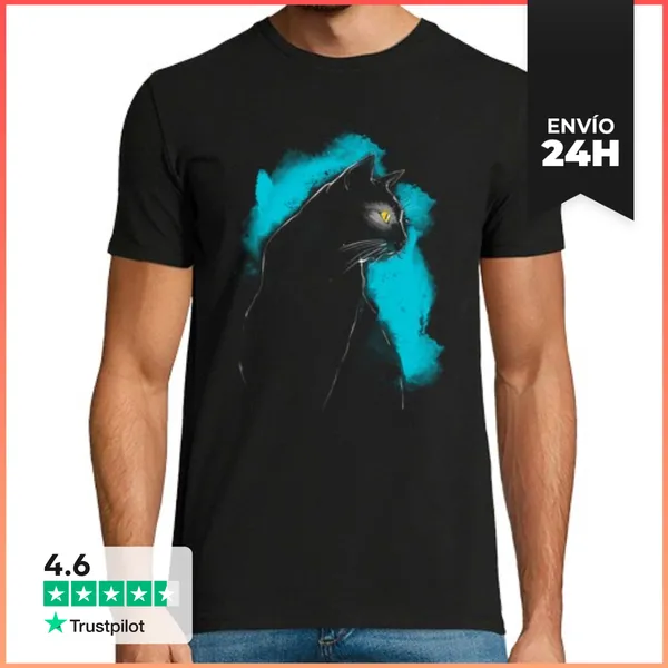 Camiseta Hombre Clásica Gato Salpicado LaTostadora