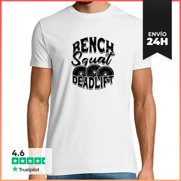 Camiseta Hombre Clásica Banco Sentadilla Peso Muerto Fitness Mú