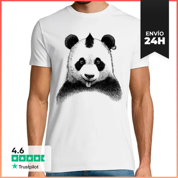 Camiseta Hombre Clásica Punk Panda LaTostadora