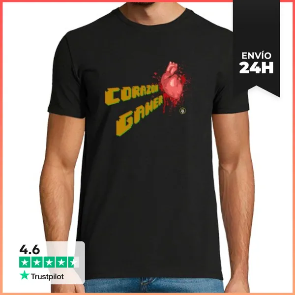 Camiseta Hombre Clásica Corazón Gamer LaTostadora
