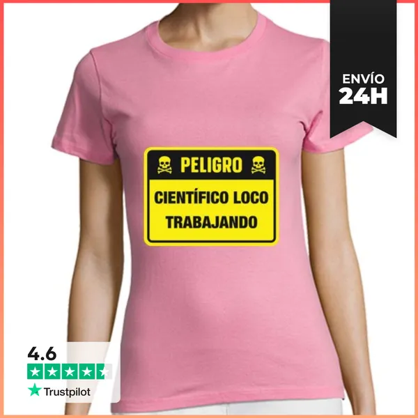 Camiseta Mujer Clásica Peligro Científico Loco LaTostadora