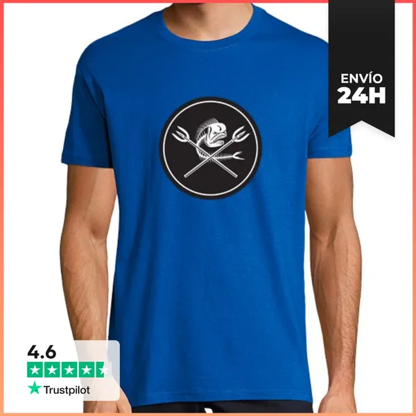 Camiseta Hombre Clásica Cráneo Dorado Delfín Cruzado Spe