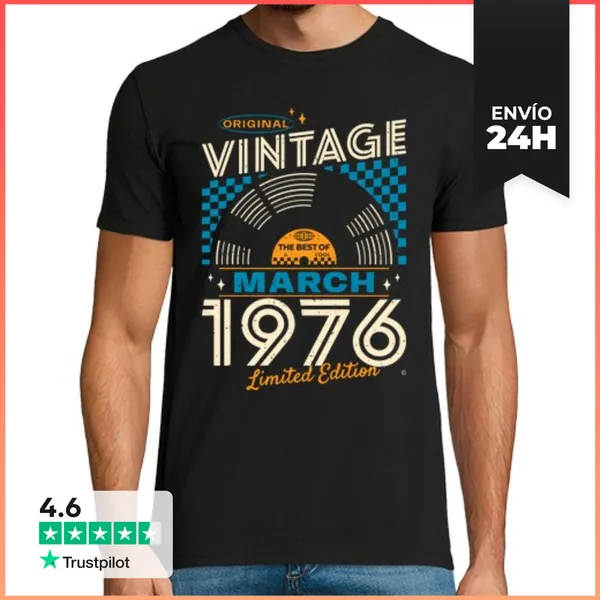 Camiseta Hombre Clásica Vintage March 1976 LaTostadora