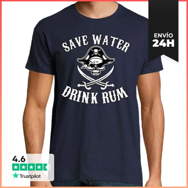 Camiseta Hombre Clásica Save Water Drink Rum LaTostadora