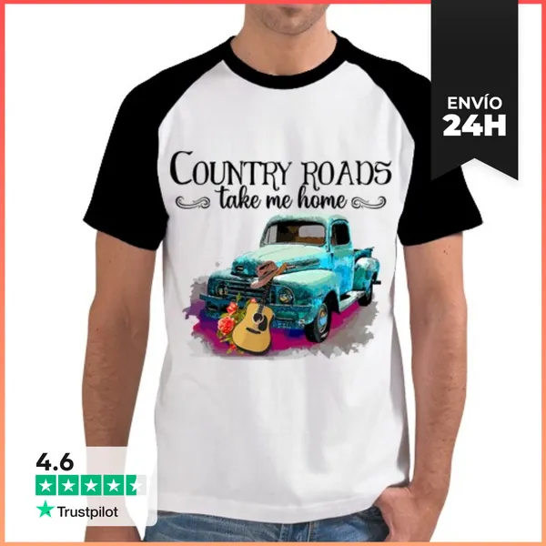 Camiseta Hombre, Estilo Béisbol Los Caminos Rurales Me Llevan A