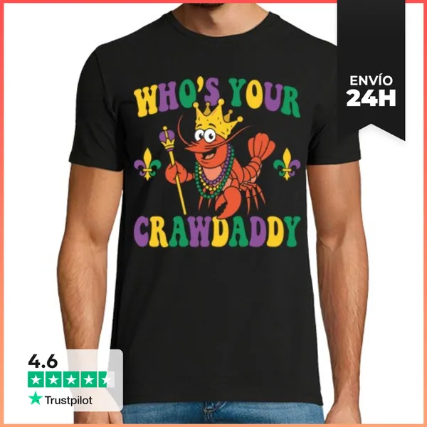 Camiseta Hombre Clásica ¿Quién Es Tu Papá Cangrejo? Divertido